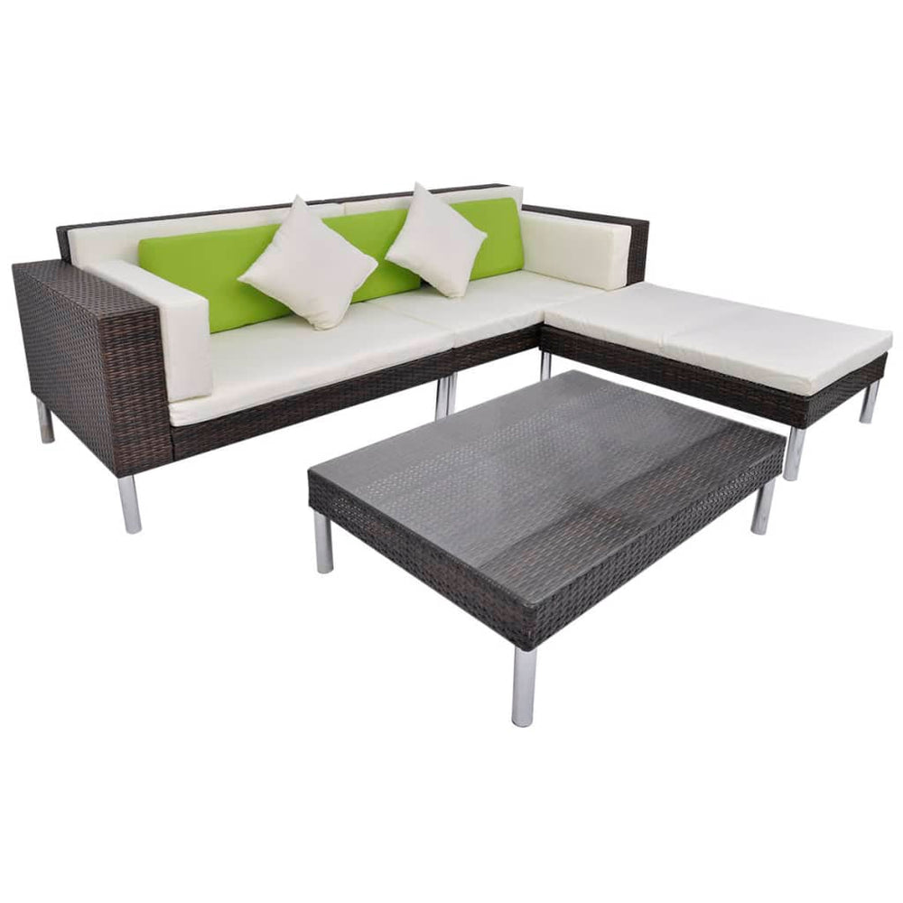 Set Mobilier De Grădină Cu Perne, 4 Piese, , Poliratan
