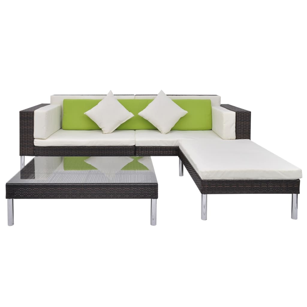 Set Mobilier De Grădină Cu Perne, 4 Piese, , Poliratan