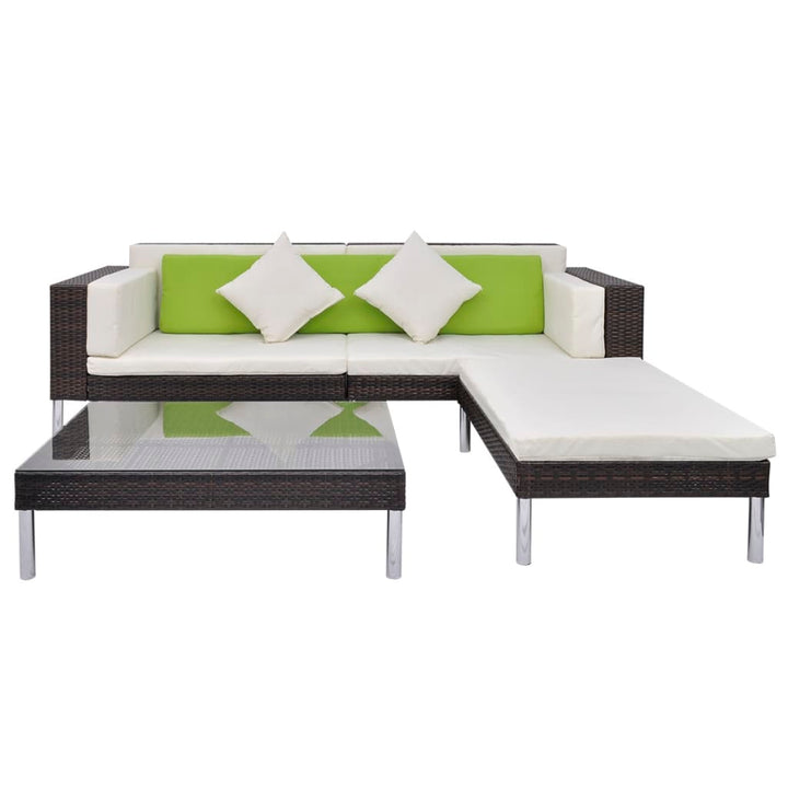 Set Mobilier De Grădină Cu Perne, 4 Piese, , Poliratan