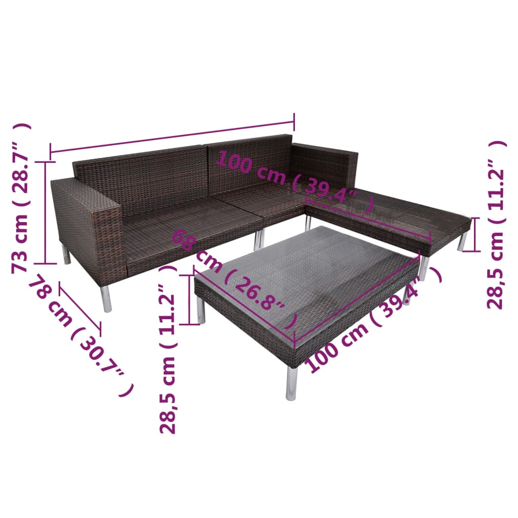 Set Mobilier De Grădină Cu Perne, 4 Piese, , Poliratan