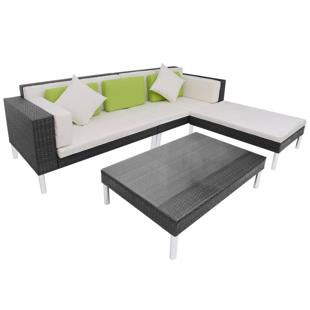 Set Mobilier De Grădină Cu Perne, 4 Piese, , Poliratan