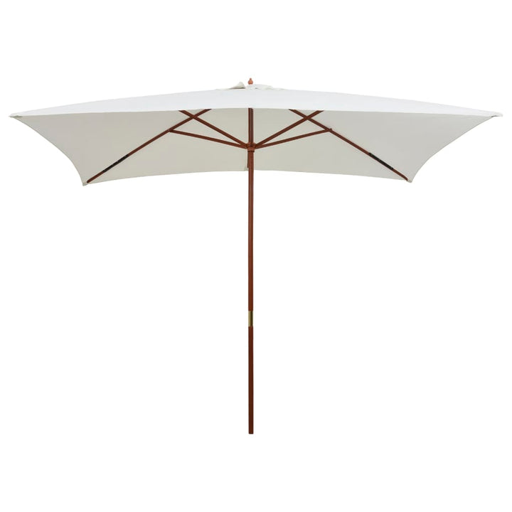 Umbrelă De Soare Cu Stâlp De Lemn, 200 X 300 Cm, Alb