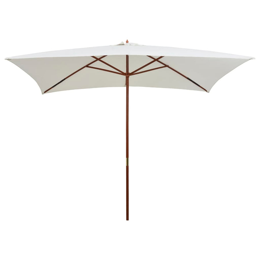 Umbrelă De Soare Cu Stâlp De Lemn, 200 X 300 Cm, Alb
