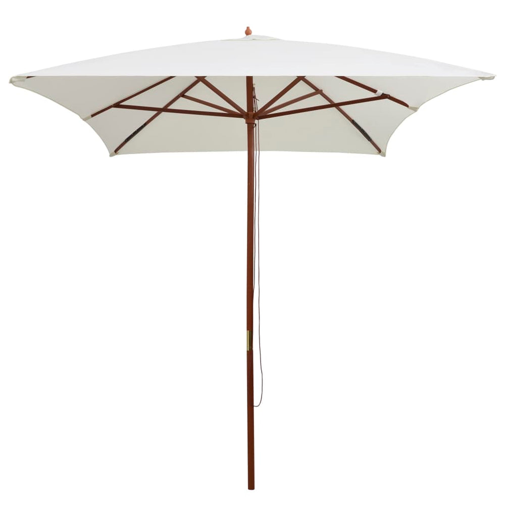 Umbrelă De Soare Cu Stâlp De Lemn, 200 X 300 Cm, Alb