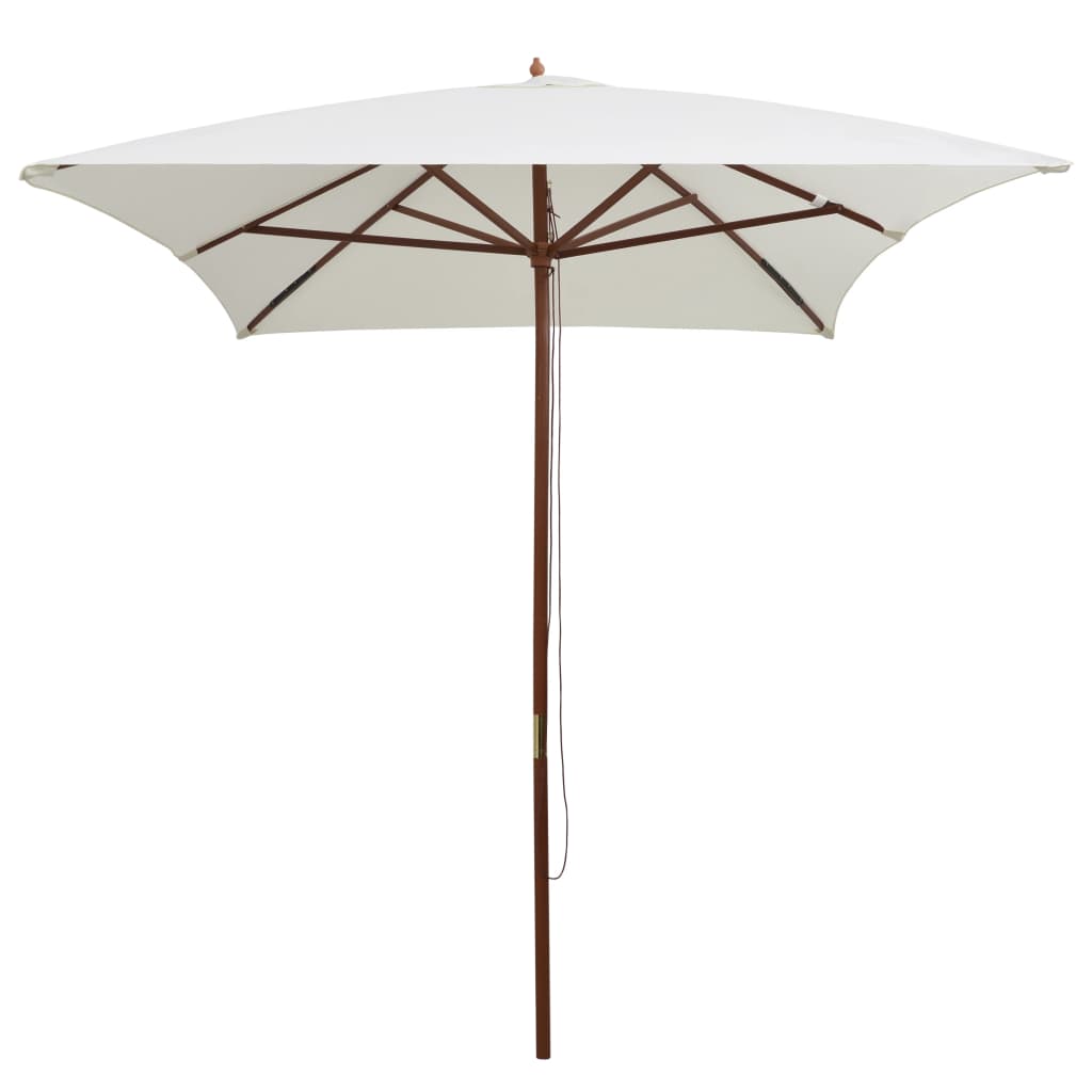 Umbrelă De Soare Cu Stâlp De Lemn, 200 X 300 Cm, Alb