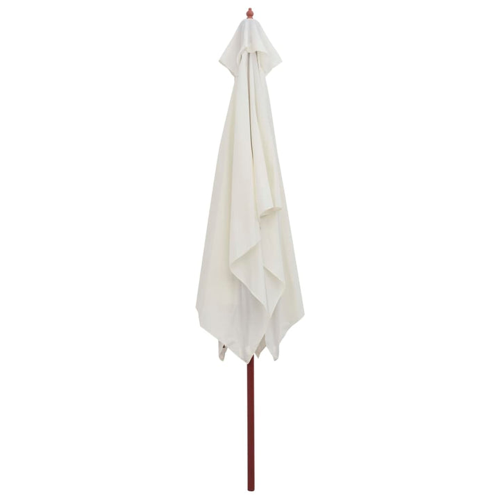 Umbrelă De Soare Cu Stâlp De Lemn, 200 X 300 Cm, Alb