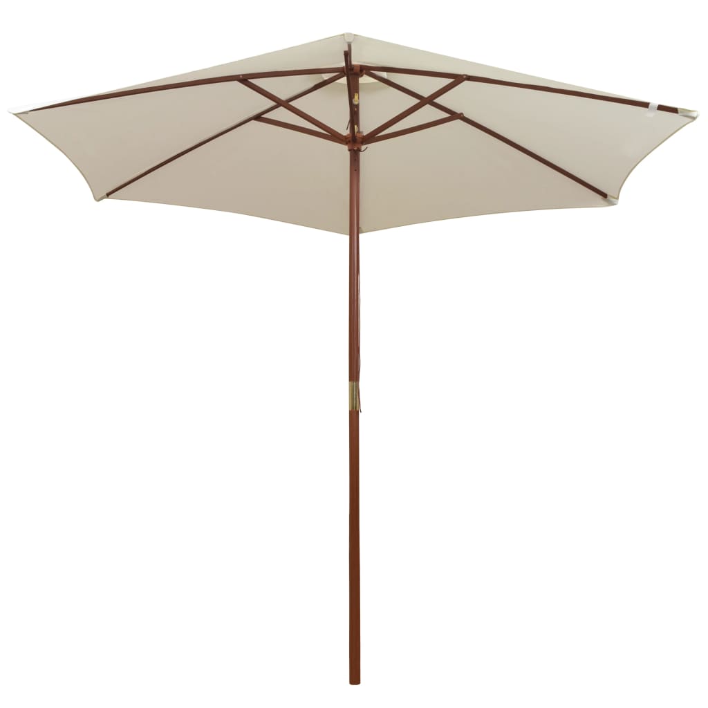 Umbrelă De Soare Cu Stâlp De Lemn, Alb , 270X270 Cm