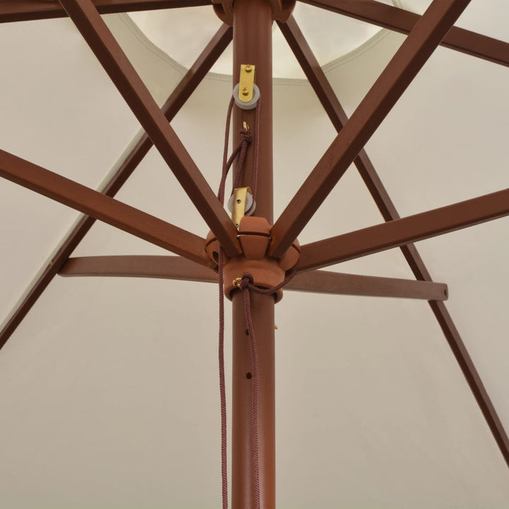 Umbrelă De Soare Cu Stâlp De Lemn, Alb , 270X270 Cm