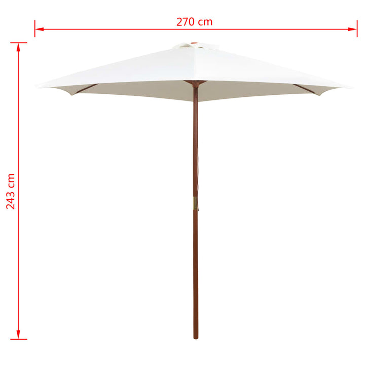 Umbrelă De Soare Cu Stâlp De Lemn, Alb , 270X270 Cm