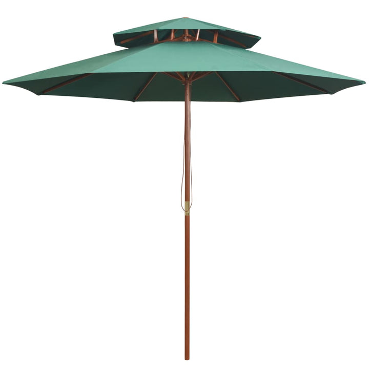 Umbrelă De Soare Dublă, 270X270 Cm, Stâlp De Lemn, Alb