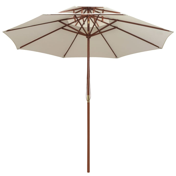 Umbrelă De Soare Dublă, 270X270 Cm, Stâlp De Lemn, Alb