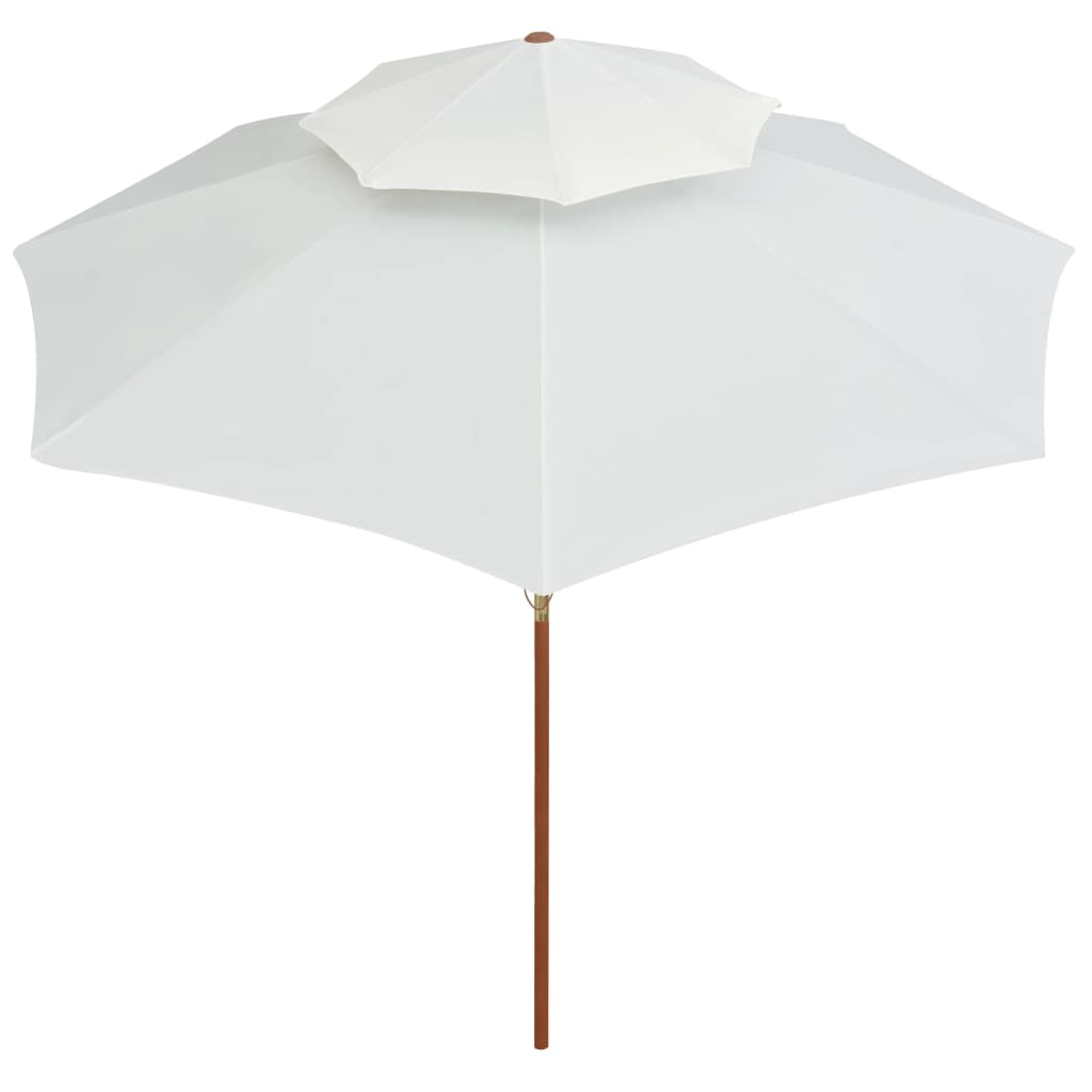 Umbrelă De Soare Dublă, 270X270 Cm, Stâlp De Lemn, Alb