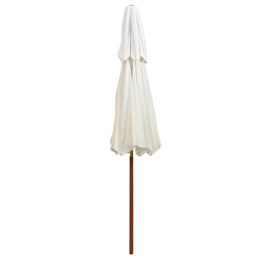 Umbrelă De Soare Dublă, 270X270 Cm, Stâlp De Lemn, Alb