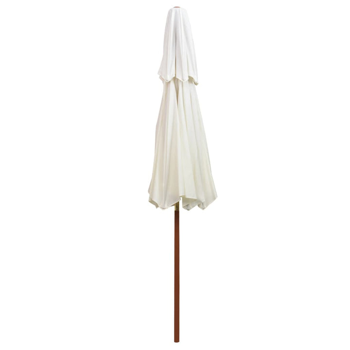 Umbrelă De Soare Dublă, 270X270 Cm, Stâlp De Lemn, Alb