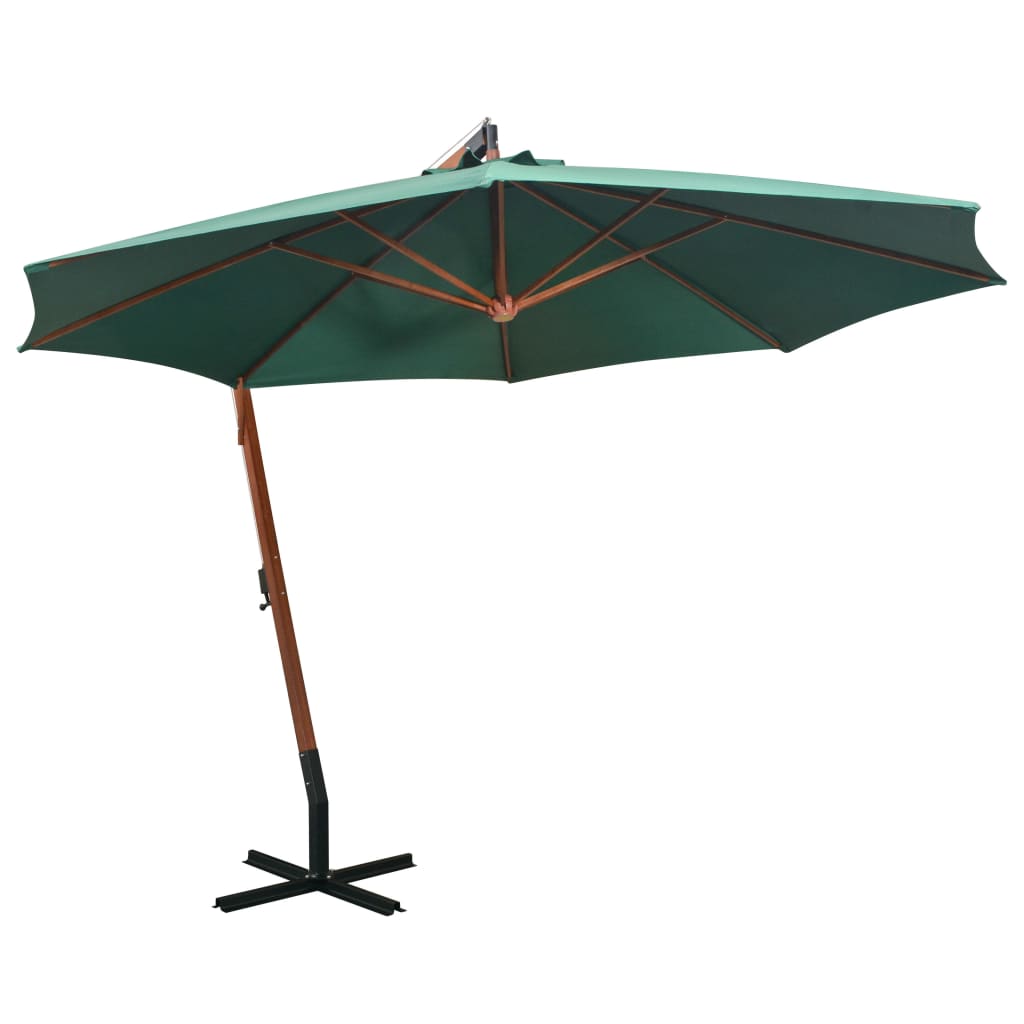 Umbrelă În Consolă Cu Stâlp, Azuriu, 3,5X2,9 M, Lemn De Brad