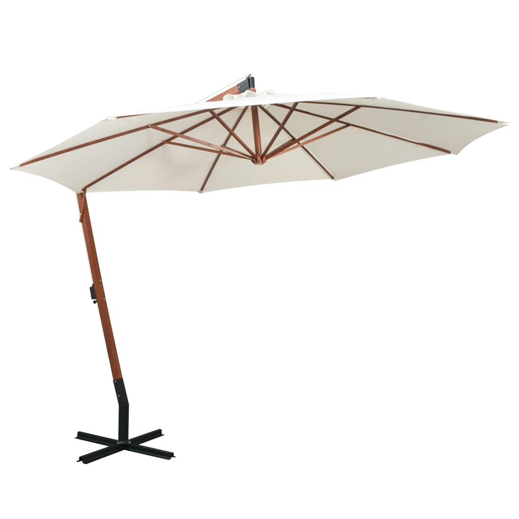 Umbrelă În Consolă Cu Stâlp, Azuriu, 3,5X2,9 M, Lemn De Brad
