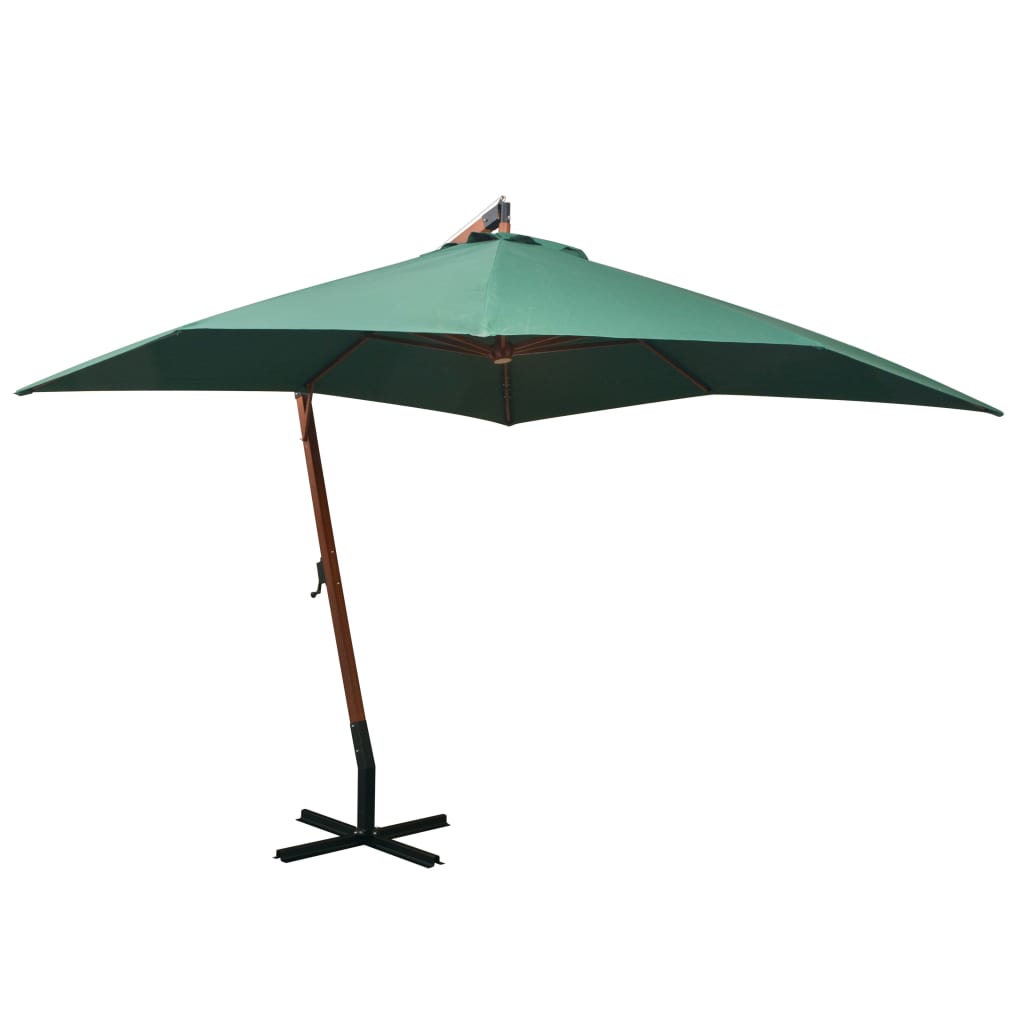 Umbrelă În Consolă Cu Stâlp, Azuriu, 3,5X2,9 M, Lemn De Brad