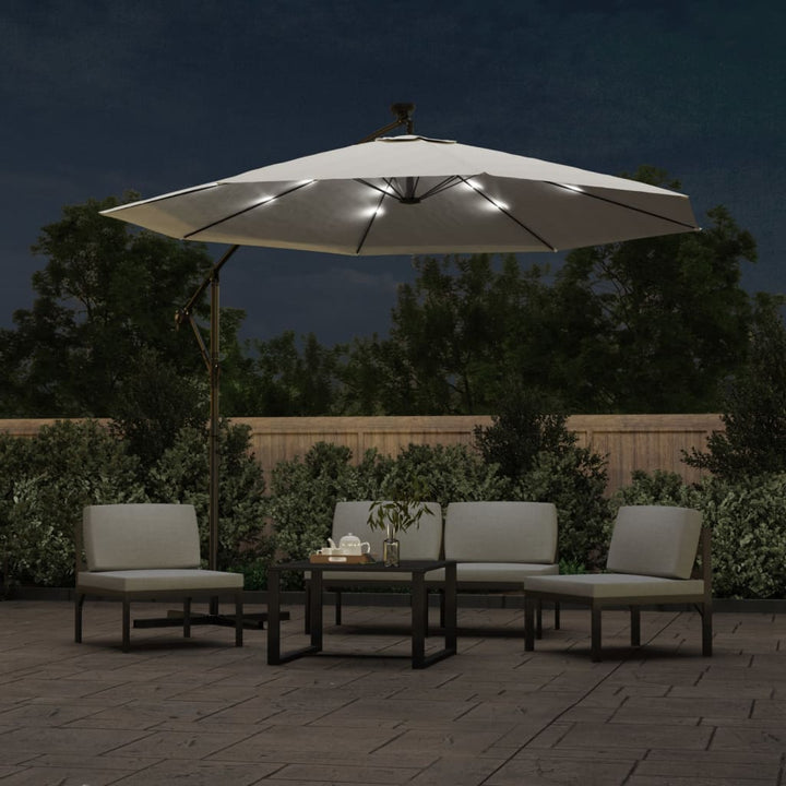 Umbrelă Soare Suspendată, Iluminare Led, Stâlp Metalic