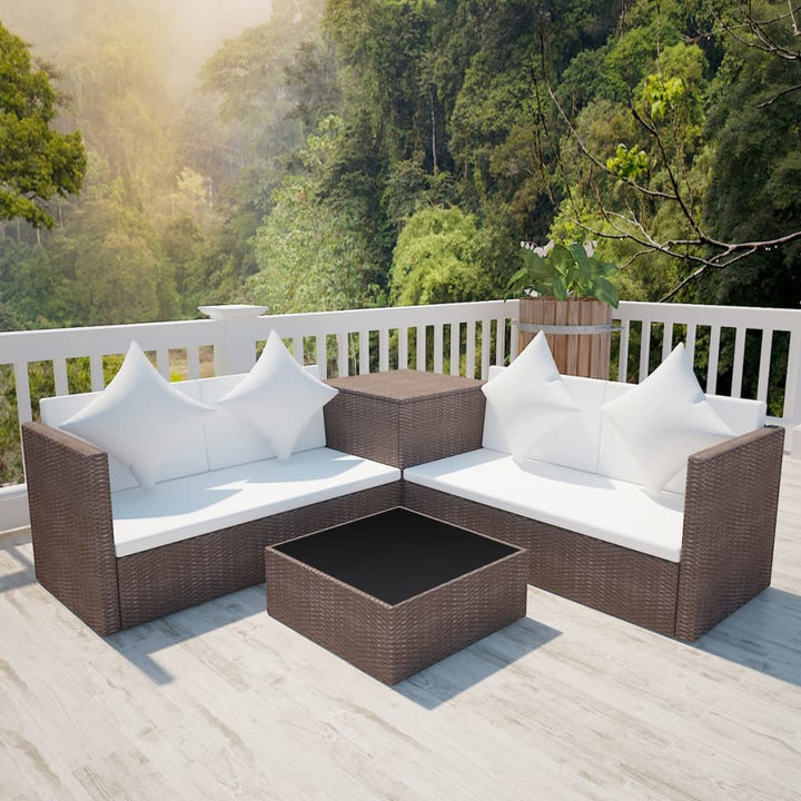 Set Mobilier De Grădină Cu Perne, 4 Piese, , Poliratan