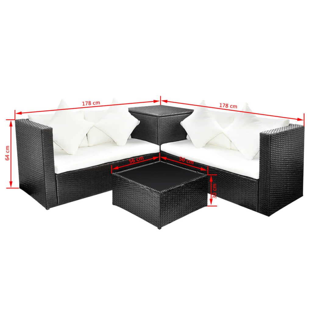 Set Mobilier De Grădină Cu Perne, 4 Piese, , Poliratan