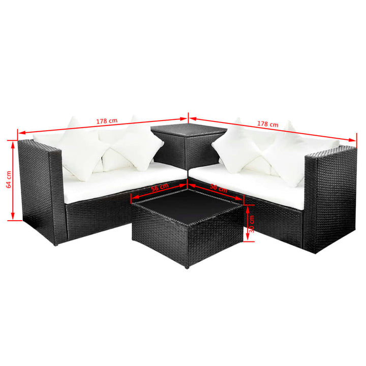 Set Mobilier De Grădină Cu Perne, 4 Piese, , Poliratan