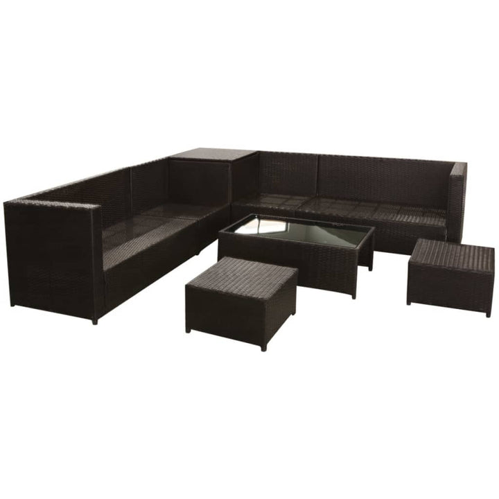 Set Mobilier De Grădină Cu Perne, 8 Piese, , Poliratan
