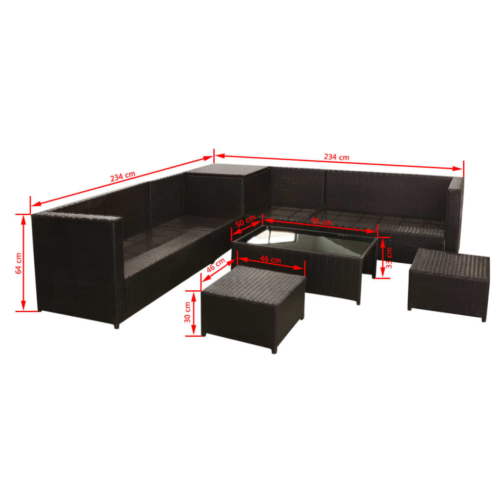 Set Mobilier De Grădină Cu Perne, 8 Piese, , Poliratan