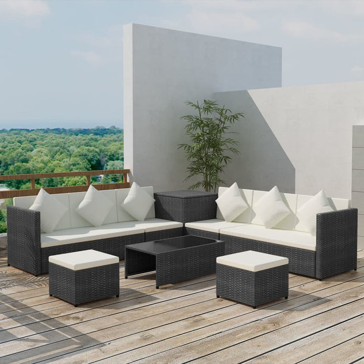 Set Mobilier De Grădină Cu Perne, 8 Piese, , Poliratan