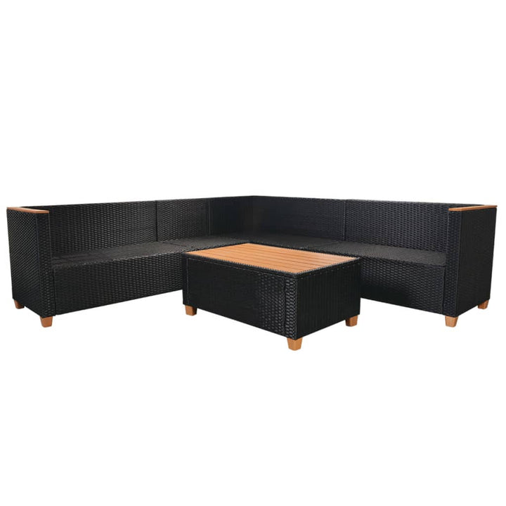Set Mobilier De Grădină Cu Perne, 5 Piese, Negru, Poliratan