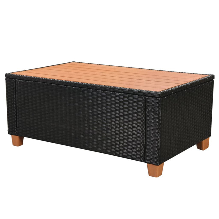 Set Mobilier De Grădină Cu Perne, 4 Piese, Negru, Poliratan