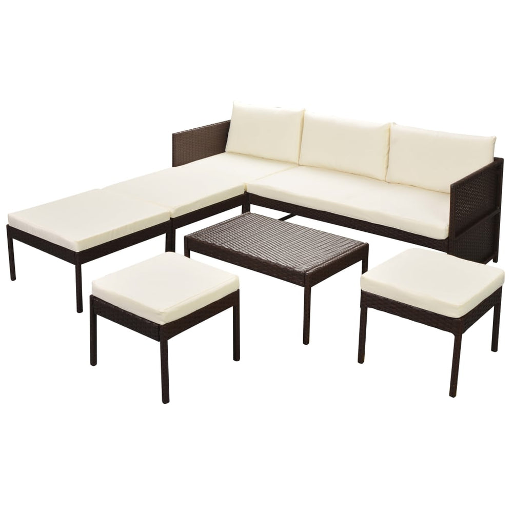 Set Mobilier De Grădină Cu Perne, 6 Piese, , Poliratan
