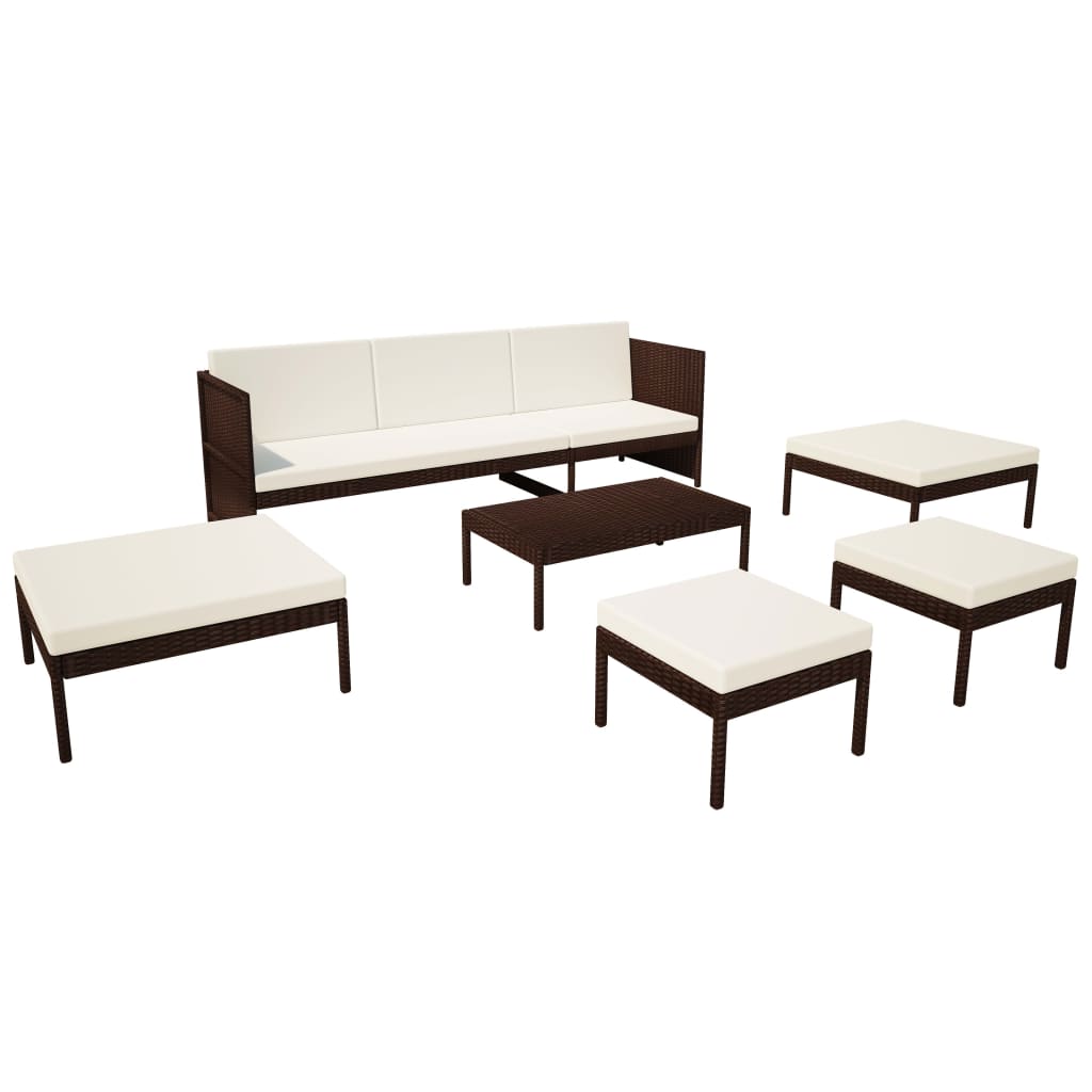 Set Mobilier De Grădină Cu Perne, 6 Piese, , Poliratan