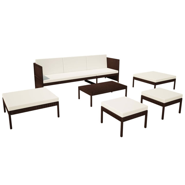 Set Mobilier De Grădină Cu Perne, 6 Piese, , Poliratan