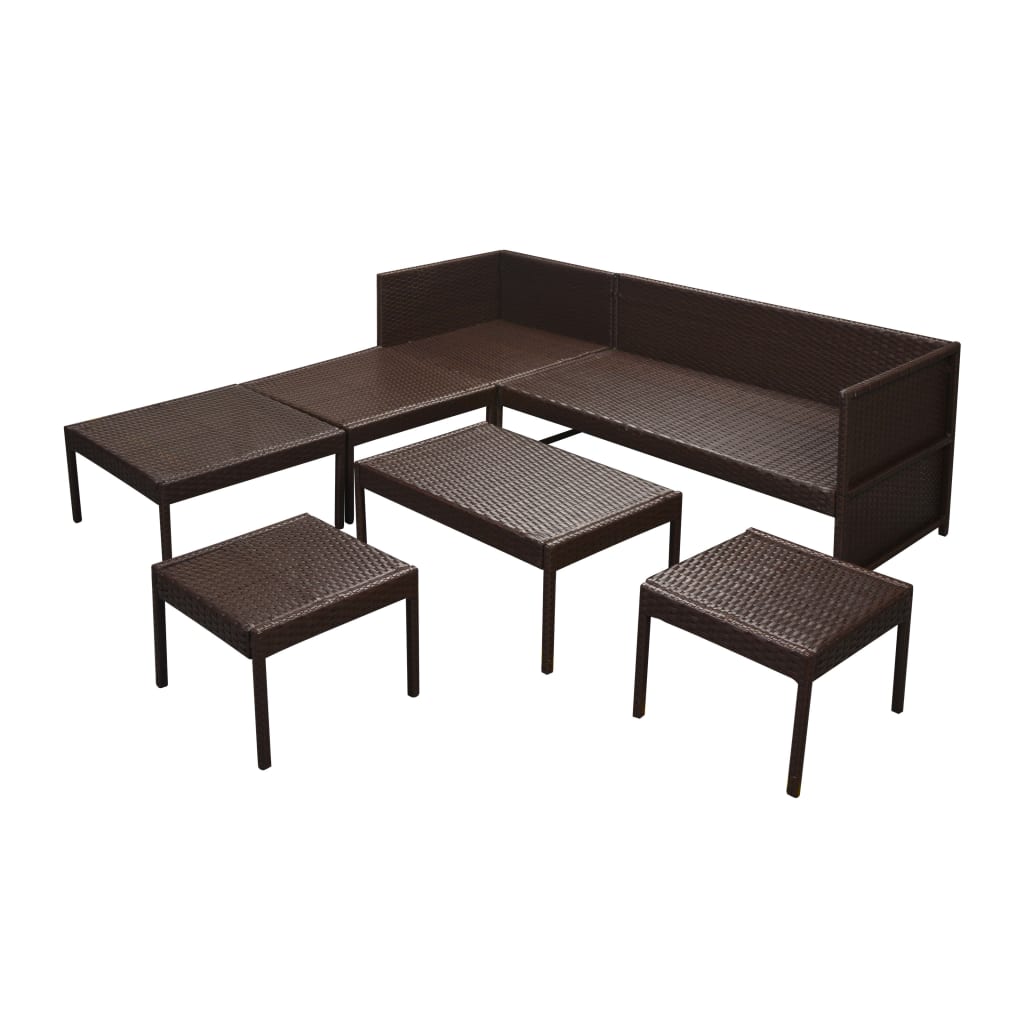 Set Mobilier De Grădină Cu Perne, 6 Piese, , Poliratan