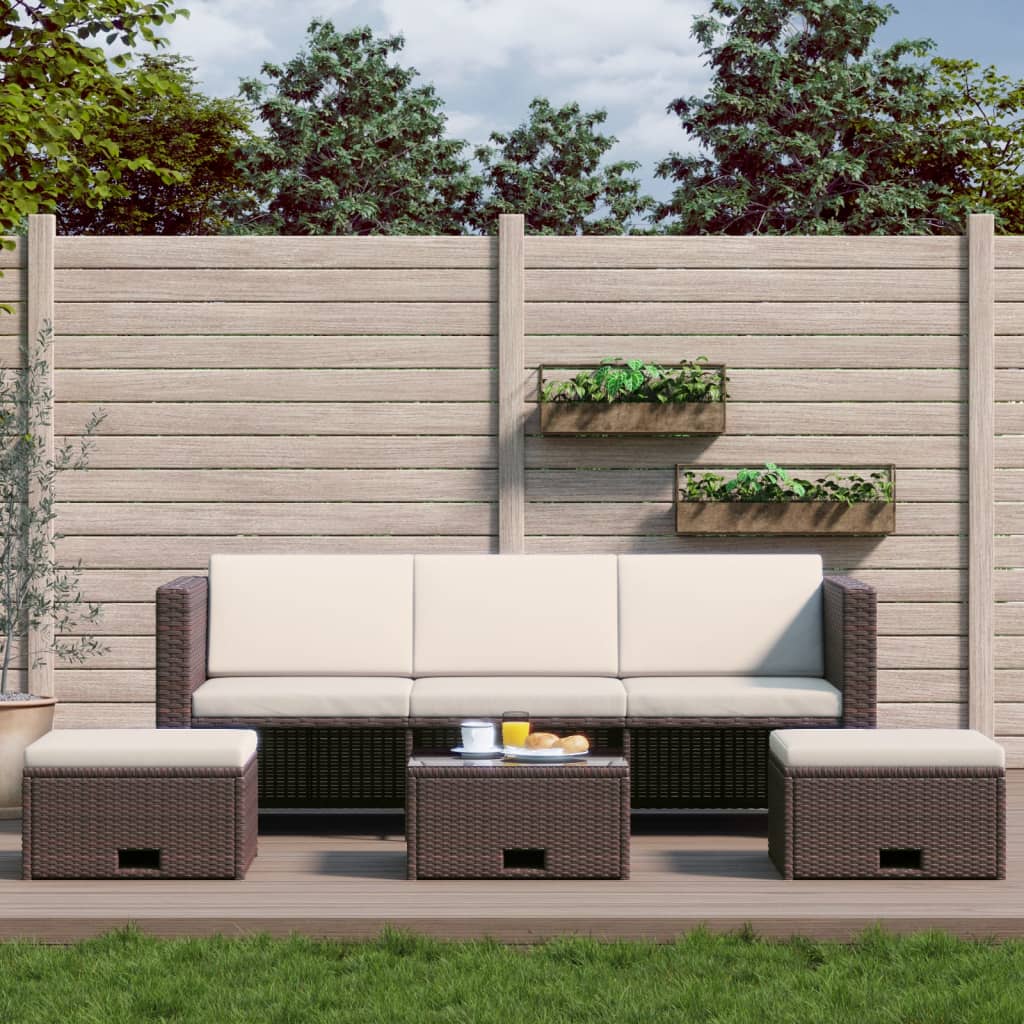 Set Mobilier De Grădină Cu Perne, 4 Piese, , Poliratan