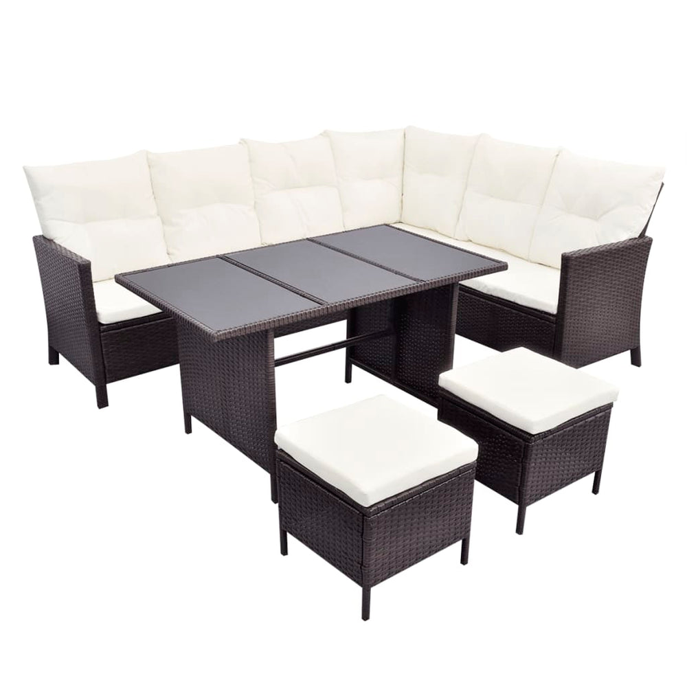 Set Mobilier De Grădină Cu Perne, 4 Piese, , Poliratan
