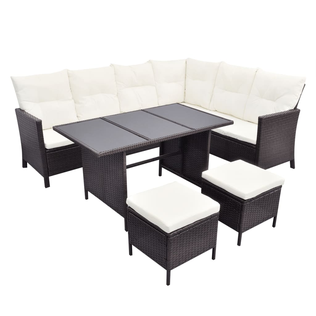 Set Mobilier De Grădină Cu Perne, 4 Piese, , Poliratan