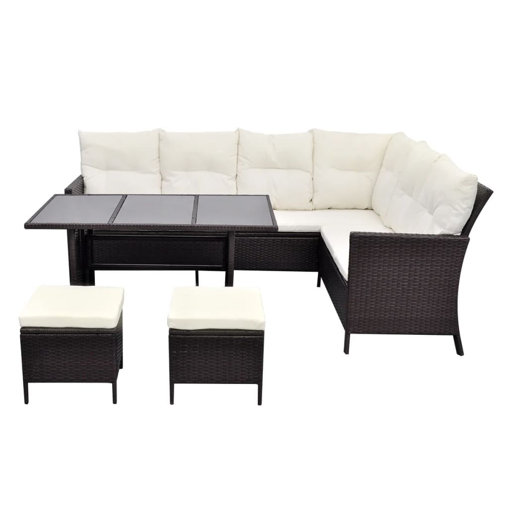 Set Mobilier De Grădină Cu Perne, 4 Piese, , Poliratan