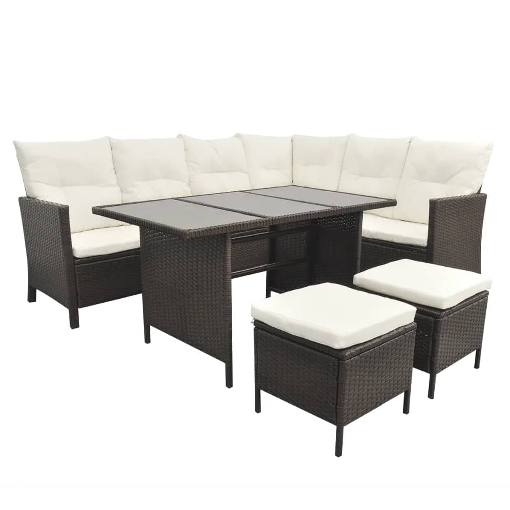 Set Mobilier De Grădină Cu Perne, 4 Piese, , Poliratan