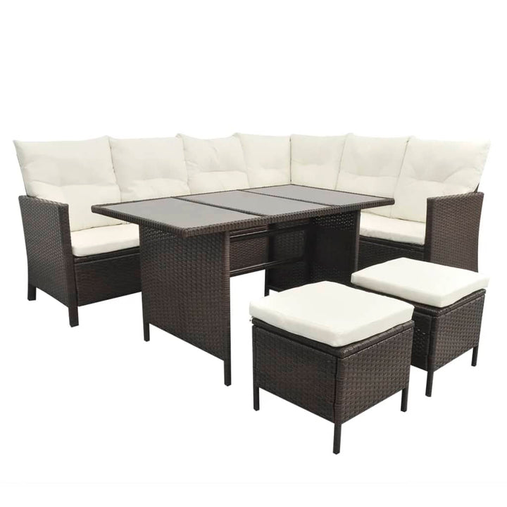 Set Mobilier De Grădină Cu Perne, 4 Piese, , Poliratan