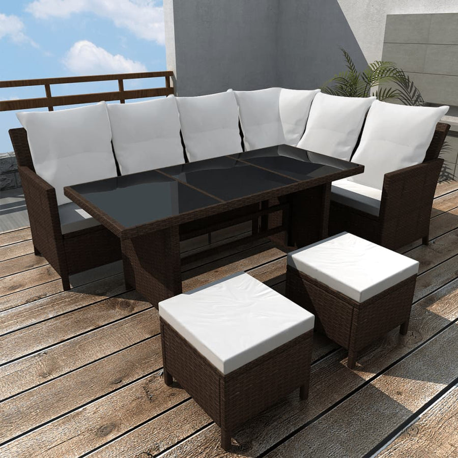 Set Mobilier De Grădină Cu Perne, 4 Piese, , Poliratan
