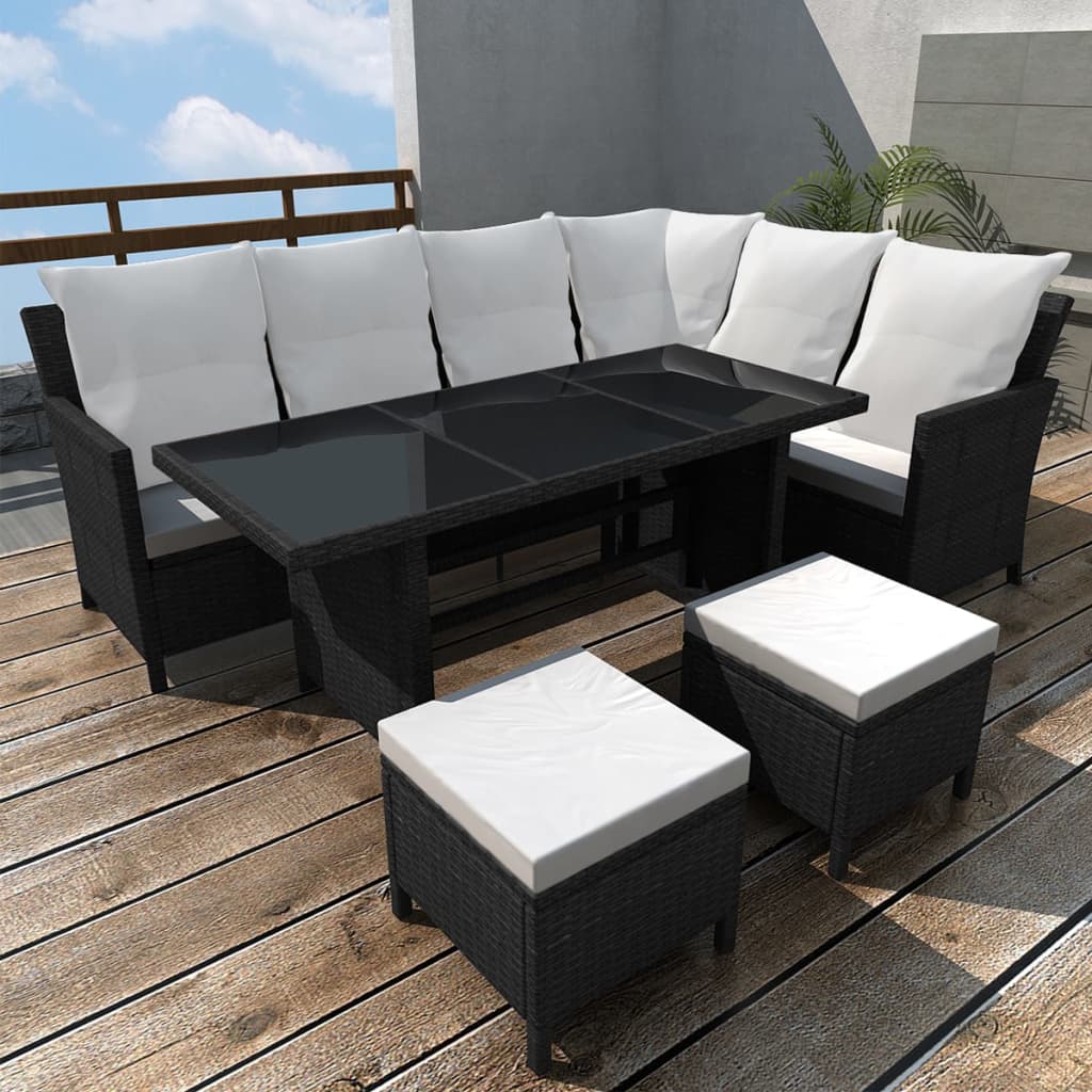 Set Mobilier De Grădină Cu Perne, 4 Piese, , Poliratan