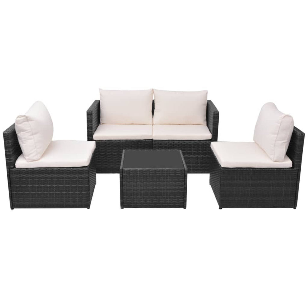 Set Mobilier De Grădină Cu Perne, 5 Piese, , Poliratan