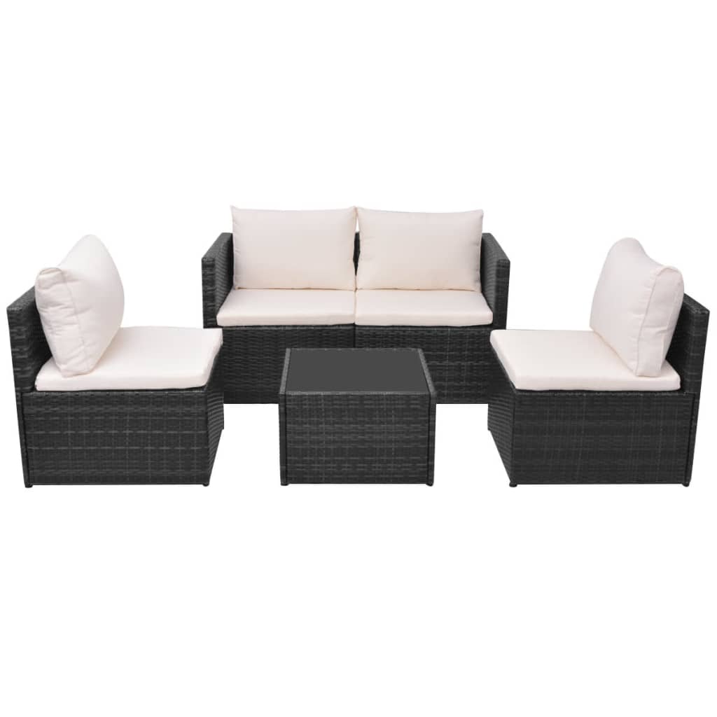 Set Mobilier De Grădină Cu Perne, 5 Piese, , Poliratan