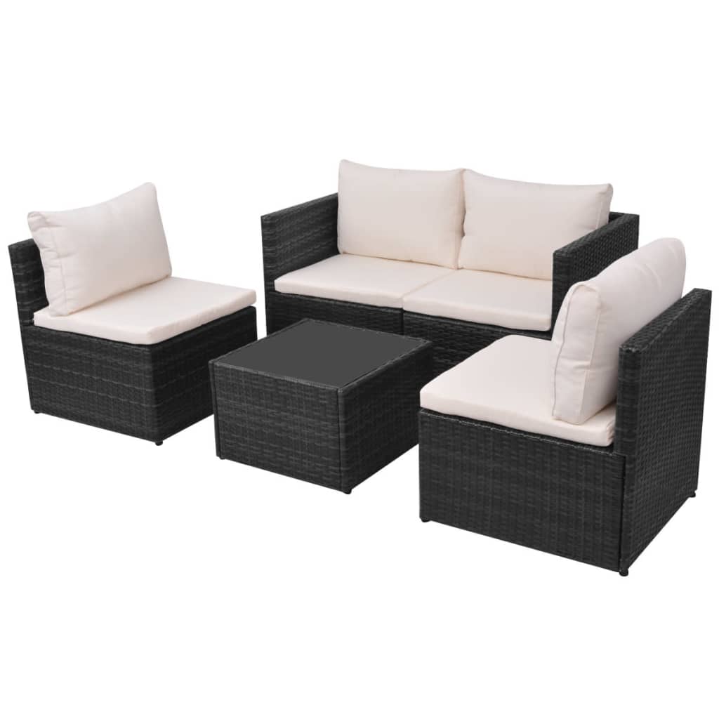 Set Mobilier De Grădină Cu Perne, 5 Piese, , Poliratan