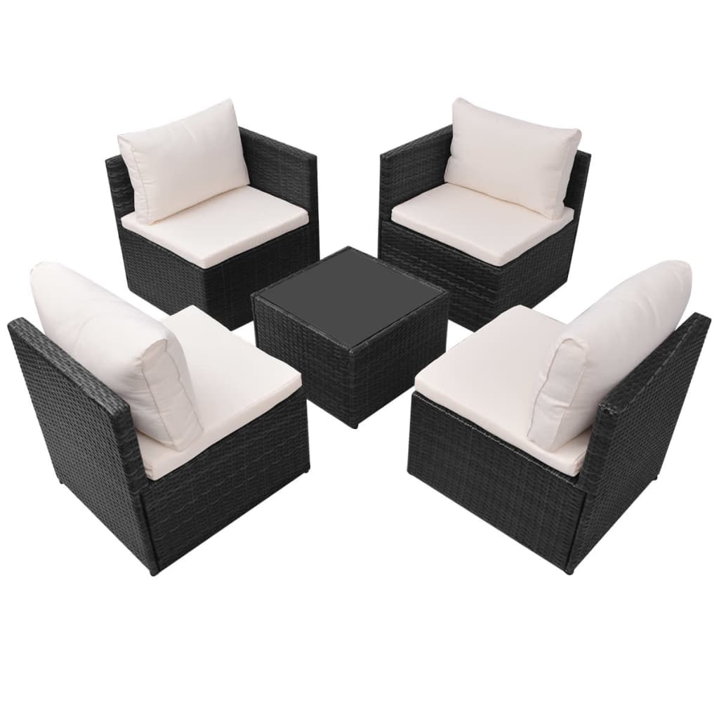 Set Mobilier De Grădină Cu Perne, 5 Piese, , Poliratan