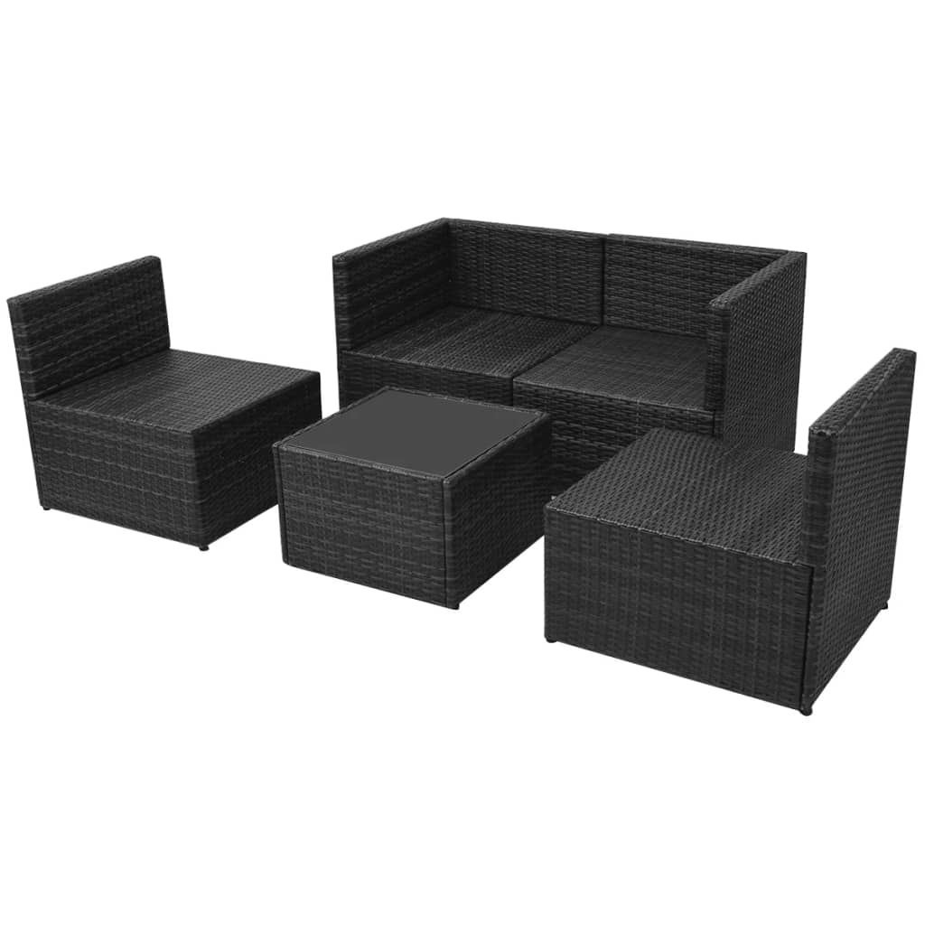 Set Mobilier De Grădină Cu Perne, 5 Piese, , Poliratan
