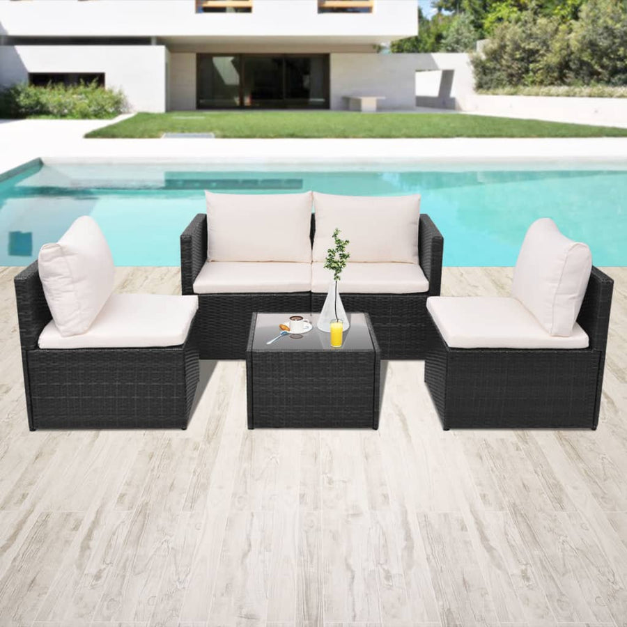 Set Mobilier De Grădină Cu Perne, 5 Piese, , Poliratan