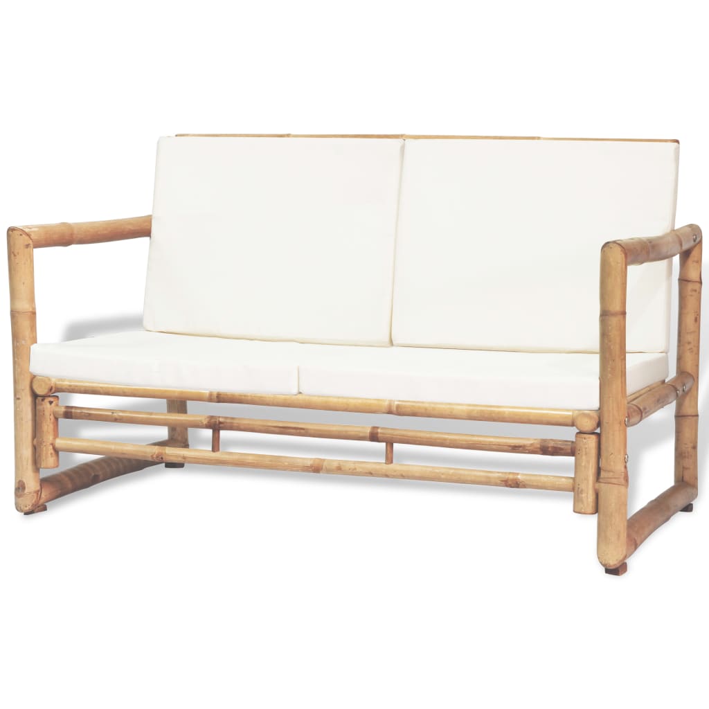 Set Mobilier De Grădină Cu Perne, 4 Piese, Bambus