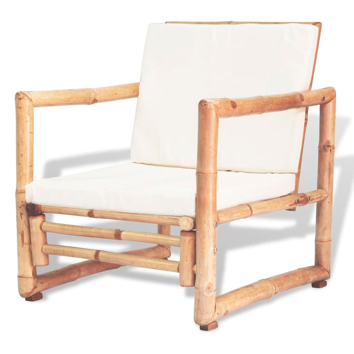 Set Mobilier De Grădină Cu Perne, 4 Piese, Bambus